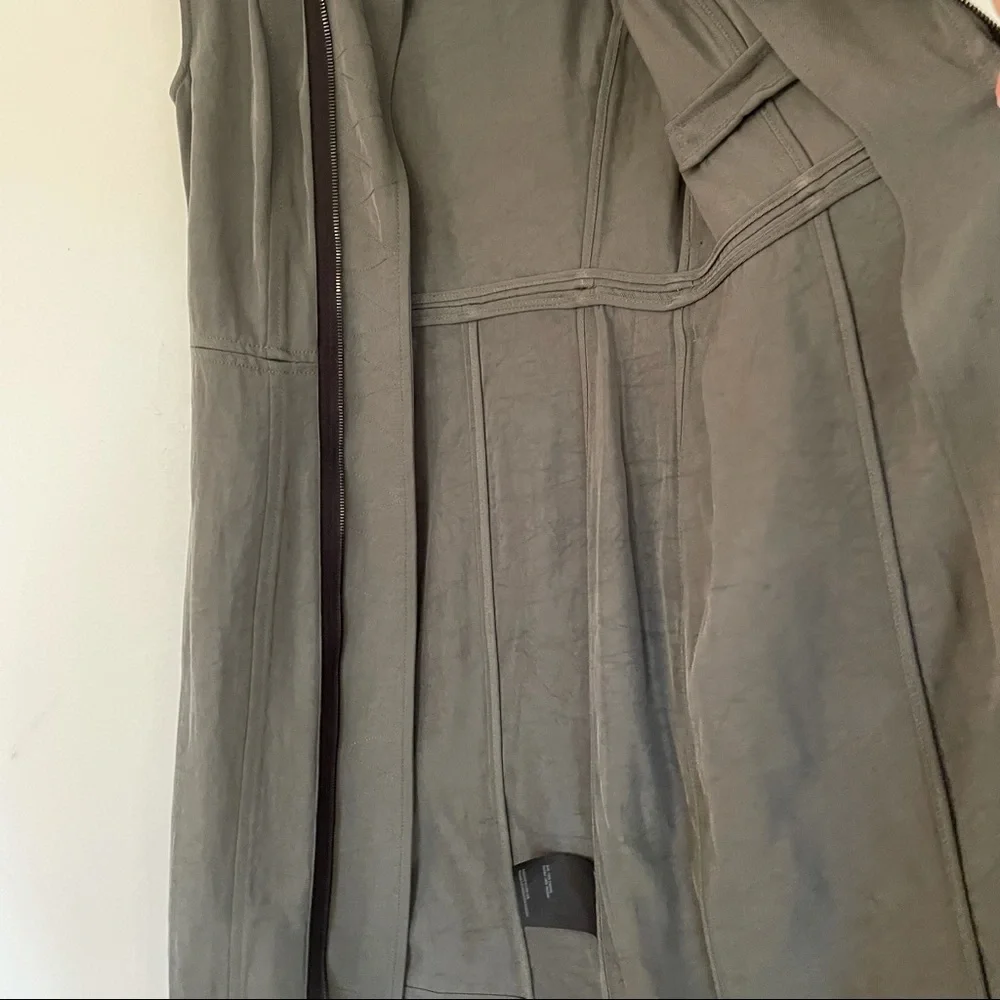 Alexander Wang Twill Olive Green Military Sheath Zipper Designer Dress 4 - Picture 7 of 11
